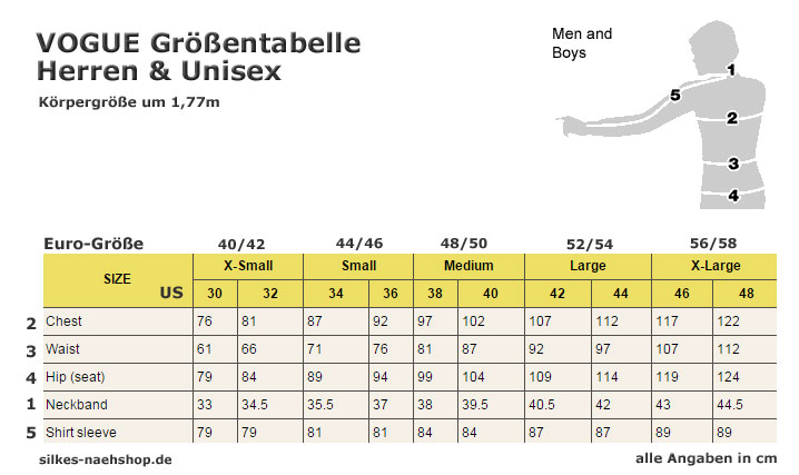 Größen tabelle krawatten Größentabelle