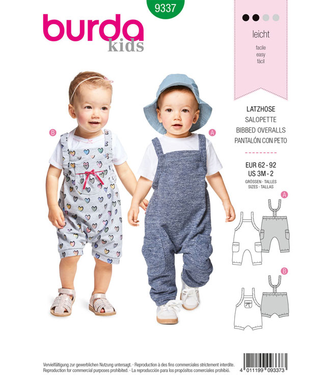 9337 Burda Schnittmuster Kinder Baby Jersey Latzhose Maschinensticken Nahen Schnittmuster Silkes Naehshop De