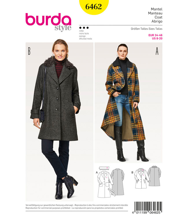 6462 Burda Schnittmuster Blazermantel 6462 Burda Schnittmuster Blazermantel