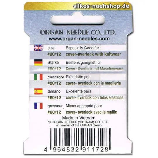 ORGAN Overlocknadeln Coverlock für Jersey