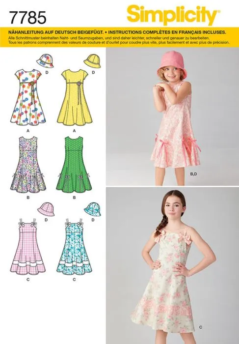 7785 Simplicity Schnittmuster Mädchenkleid mit Hut