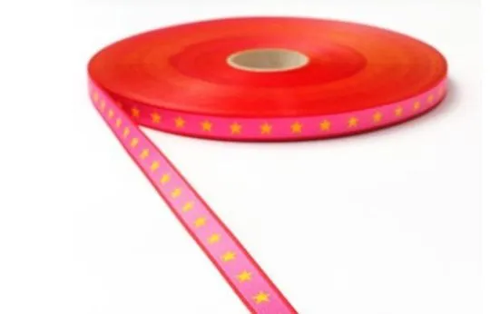 farbenmix Webband Sterne pink-gelb