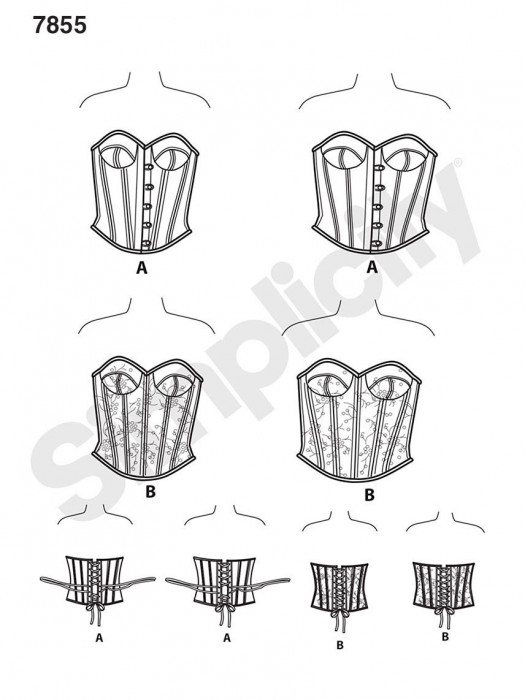 Schnittmuster Corsage Korsett Simplicity 7855 - Maschinensticken, Nähen,  Schnittmuster