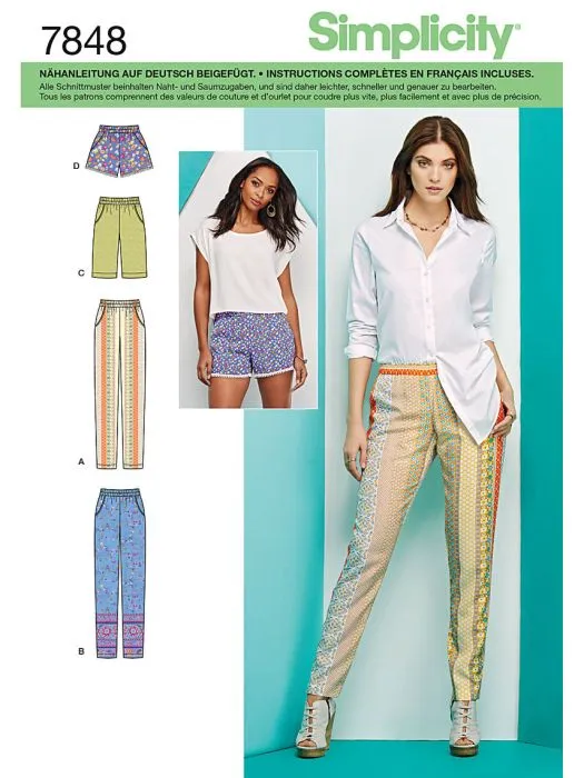 7848 Simplicity Schnittmuster Hose Shorts