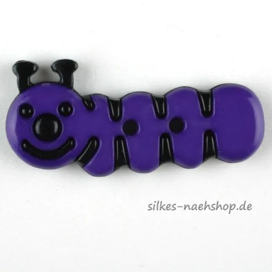 Kinderknopf Kleine Raupe lila