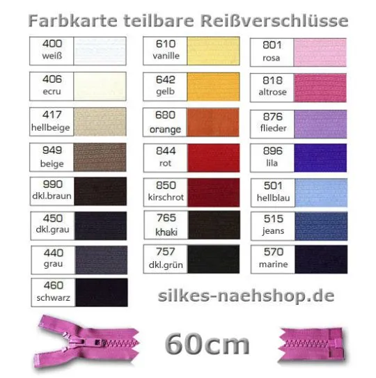 Reißverschluß teilbar Kunststoff 60cm