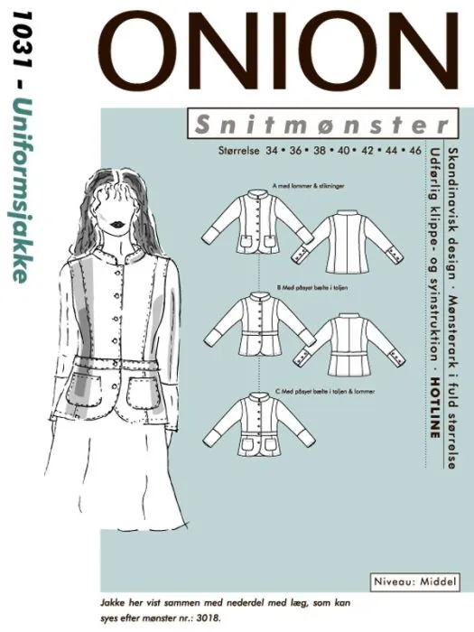 1031 ONION Schnittmuster Jacke im Uniformstil 34-46