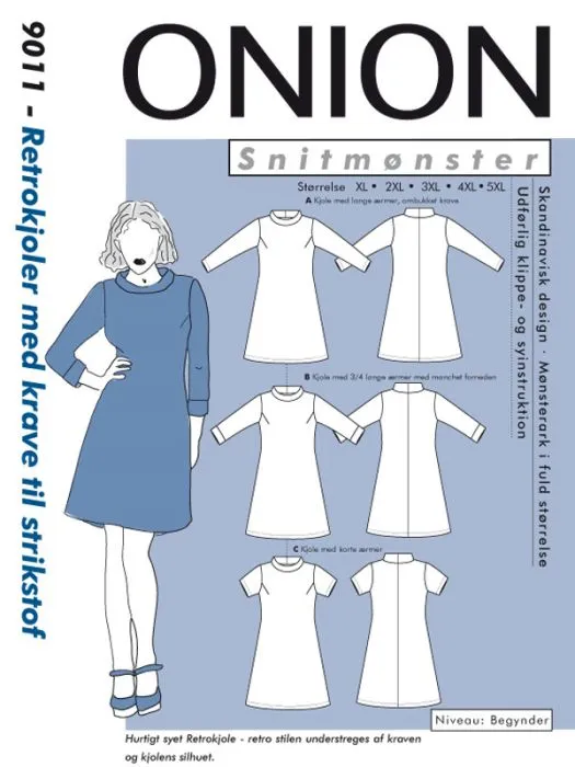 9011 ONION PLUS Schnittmuster Jerseykleid Retro XL-5XL