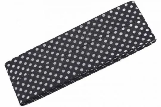 3m Schrägband mit Pünktchen schwarz