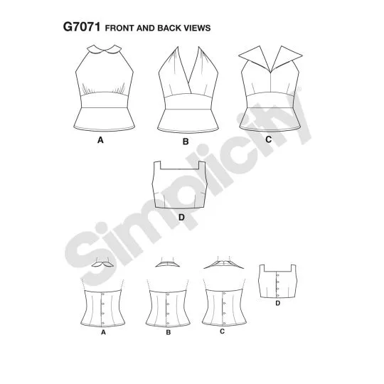 8645 Simplicity Schnittmuster Vintage Blusen 50er Jahre