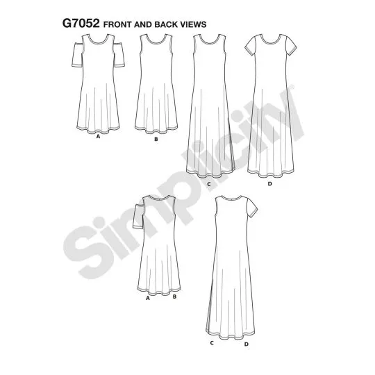7052 Simplicity Schnittmuster Jerseykleid XL-5XL EASY!