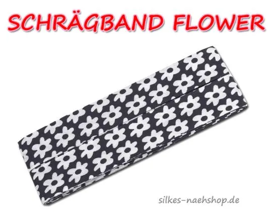 Schrägband Flower schwarz weiß
