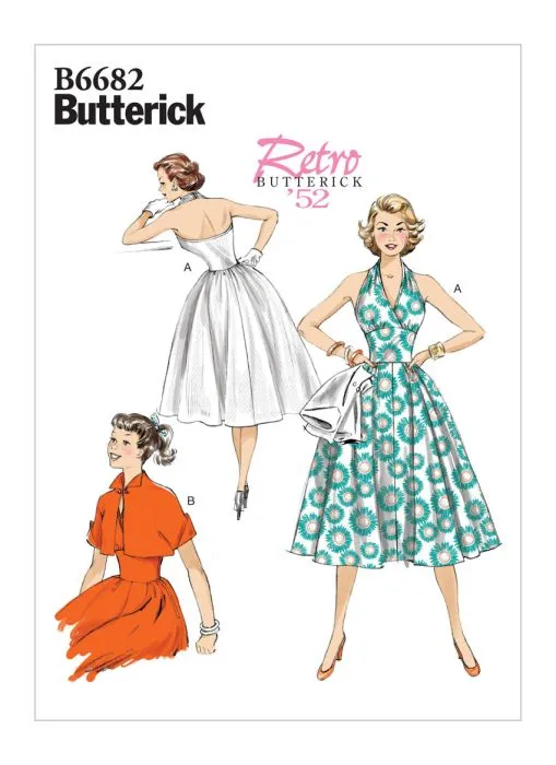 B6682 Butterick Schnittmuster Retro Kleid Jacke 50er-Jahre