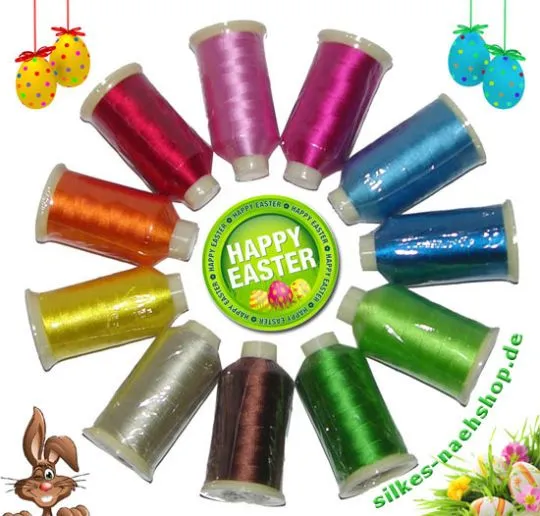 Maschinenstickgarn Set RAYON HAPPY EASTER Colorful 11x1000m