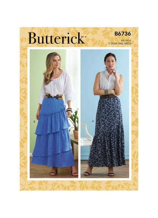 B6736 Butterick Schnittmuster Volantrock Maxirock