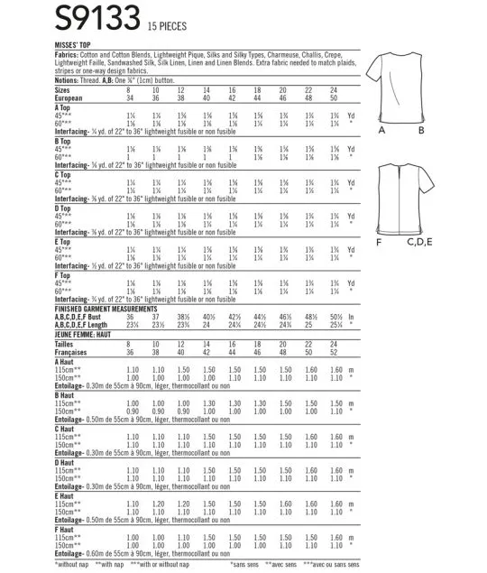 9133 Simplicity Schnittmuster Blusenshirt Top