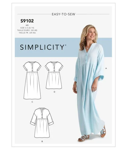 9102 Simplicity Schnittmuster Kleid Kaftan EASY!