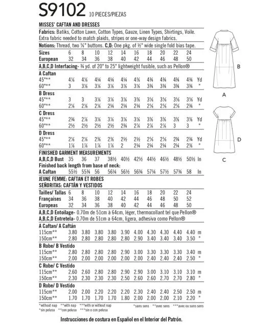 9102 Simplicity Schnittmuster Kleid Kaftan EASY!