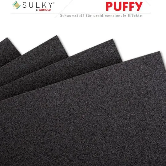 GUNOLD Sulky PUFFY Stickschaum 3mm schwarz 4er-Pack SOFT