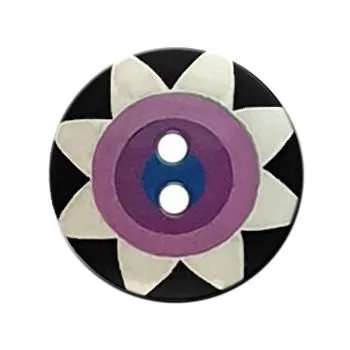 Knopf Kaffe Fassett Star Flower schwarz-lila 20mm