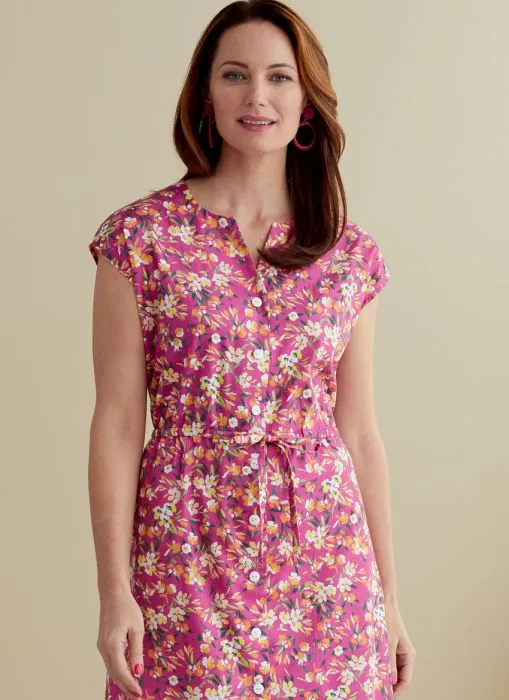 B6758 Butterick Schnittmuster Kleid mit Knopfleiste