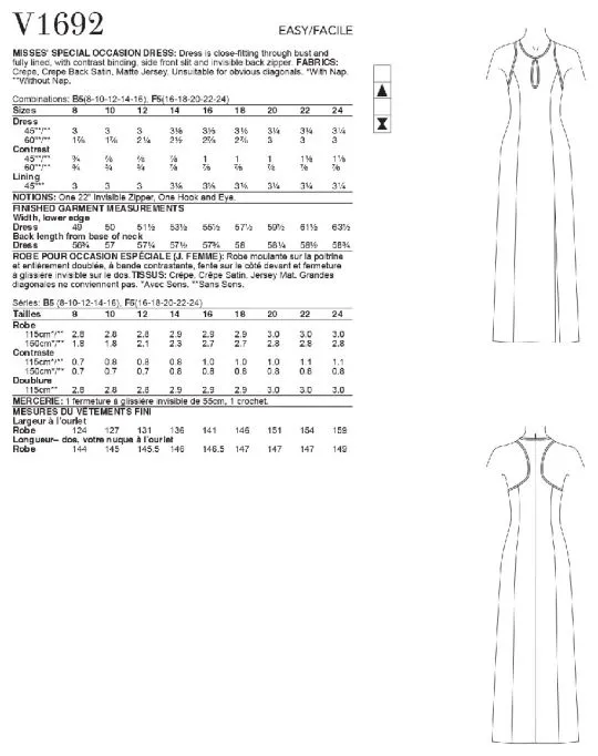 V1692 VOGUE Designer Schnittmuster Abendkleid