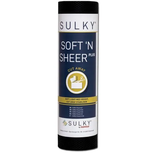 Stickvlies Gunold Sulky Soft'n Sheer plus schwarz 25cm x 5m