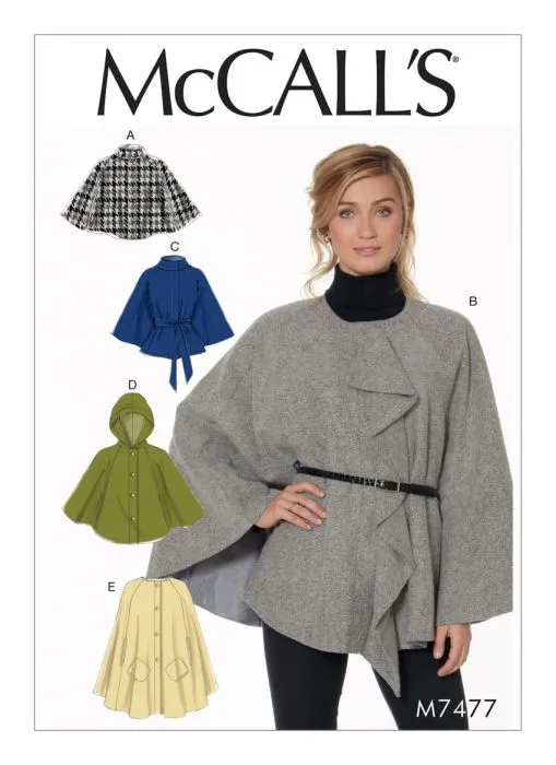 M7477 McCalls Schnittmuster Cape mit Kapuze