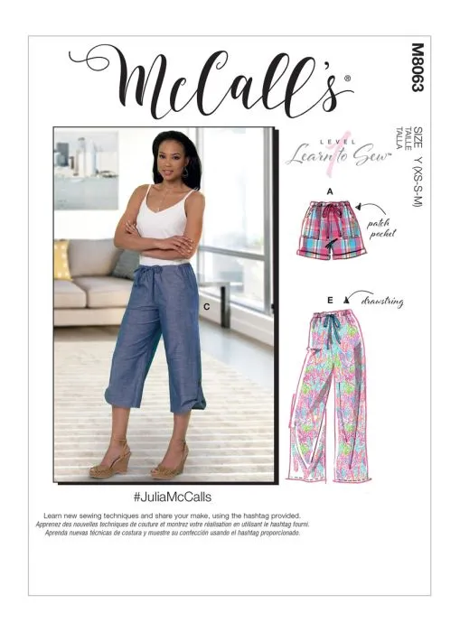 M8063 McCalls Schnittmuster Freizeithosen Shorts