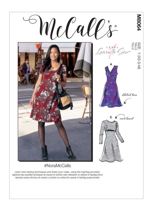 M8064 McCalls Schnittmuster Jerseykleid
