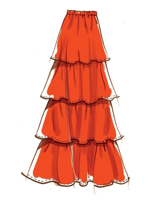 M8150 McCalls Schnittmuster Schlupfrock Stufenrock