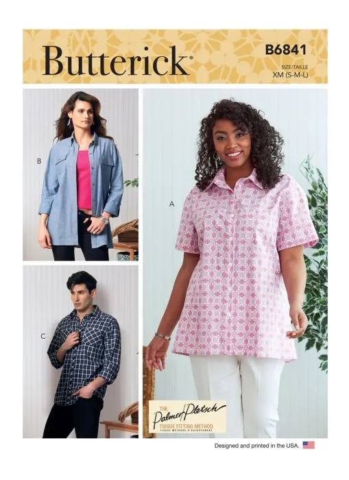 B6841 Butterick Schnittmuster Unisex Designerhemd