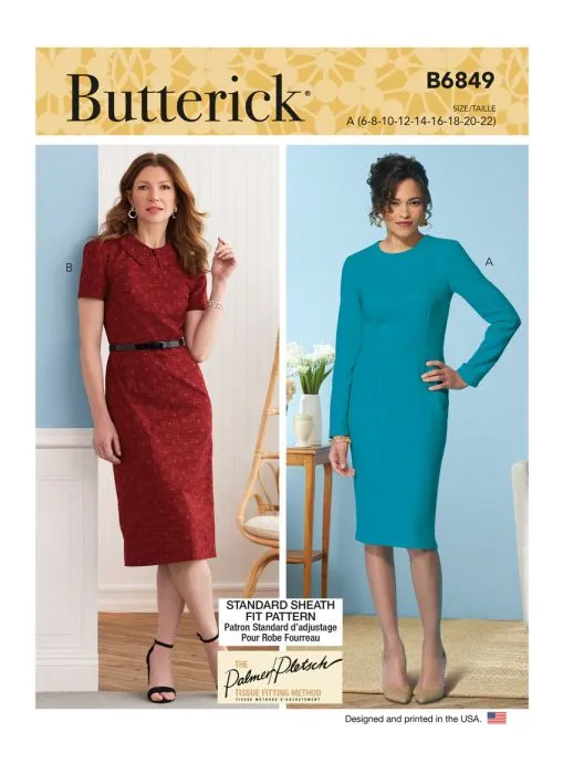 B6849 Butterick Schnittmuster Designer-Kleid