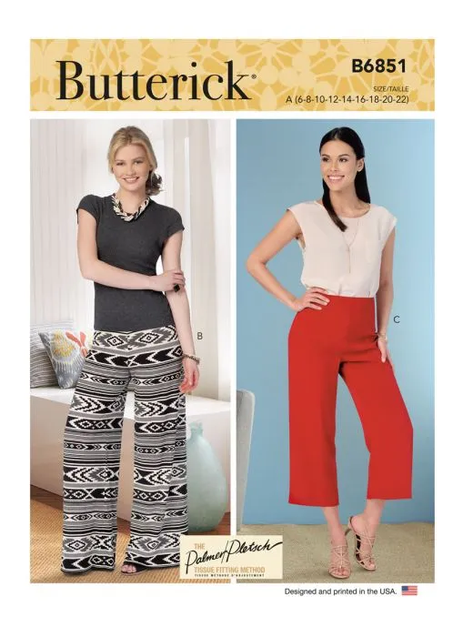 B6851 Butterick Schnittmuster Designer-Hose Shorts
