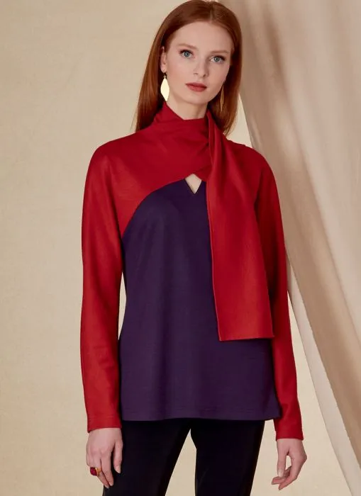 V1825 VOGUE Schnittmuster Shirt Schalkragen
