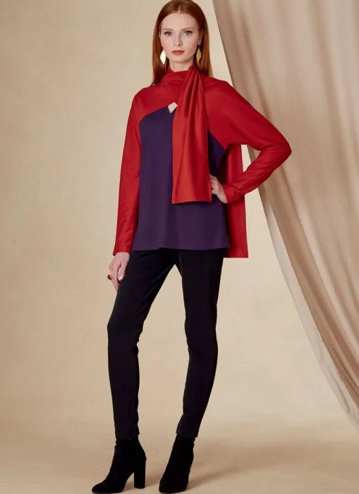 V1825 VOGUE Schnittmuster Shirt Schalkragen