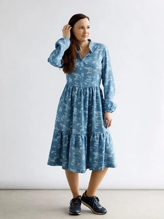 2087 ONION Schnittmuster Stufenkleid mit Stehkragen XS-XL