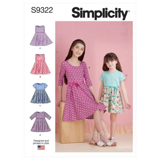 9322 Simplicity Schnittmuster Kinderkleider EASY