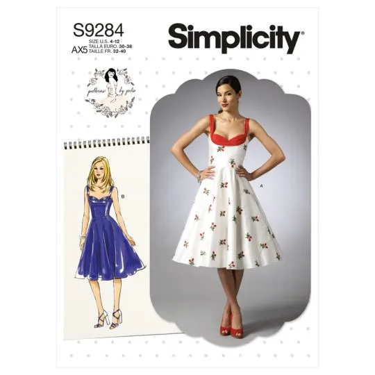 9284 Simplicity Schnittmuster Sweetheart Neckline Dress
