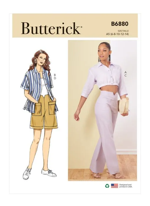 B6880 Butterick Schnittmuster Hose Bluse Shorts