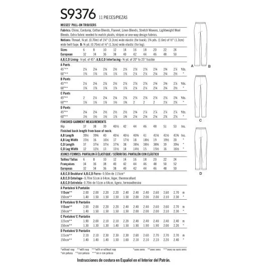 9376 Simplicity Schnittmuster Schlupfhose