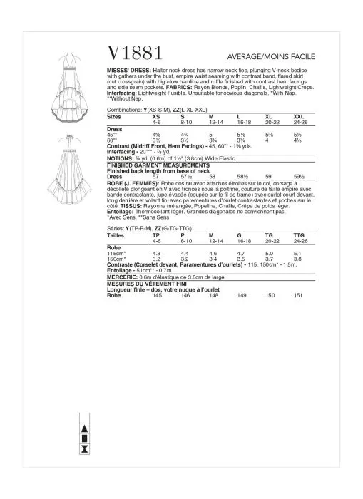 V1881 VOGUE Schnittmuster Designer Kleid
