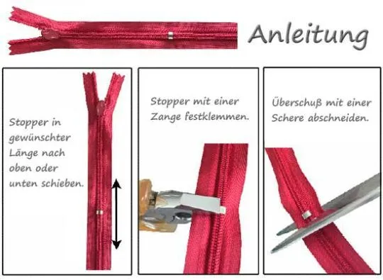 Nahtverdeckter Reißverschluß 60cm verstellbar