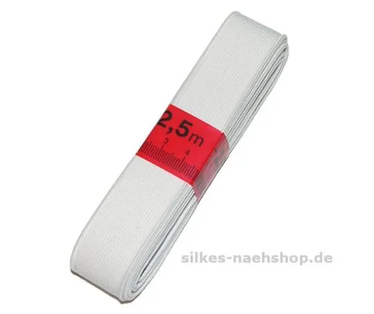 2,5m Gummiband 25mm weiß