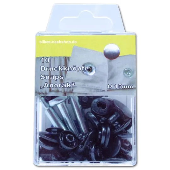 Druckknöpfe Anorak 15mm schwarz-brüniert 10 Stück