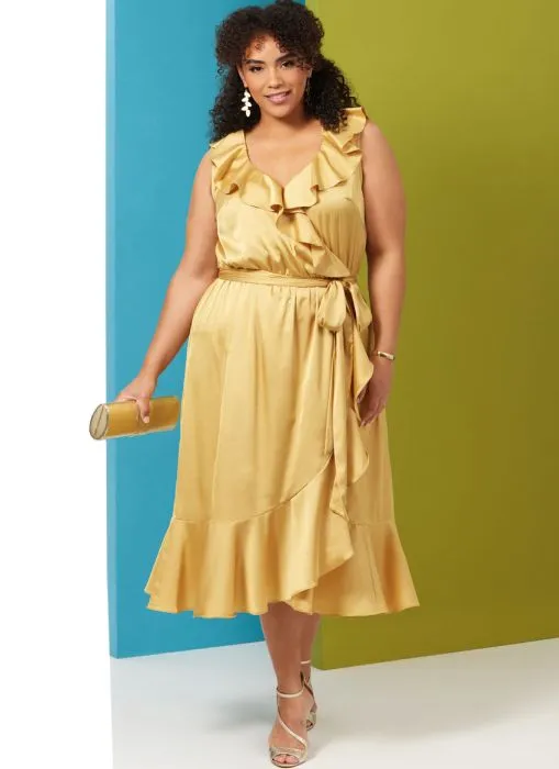 B6927 Butterick Schnittmuster Wickelkleid Volantkleid