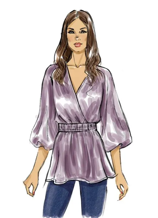 B6930 Butterick Schnittmuster Blusenshirt in Wickeloptik