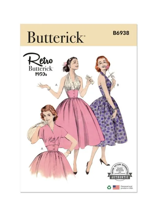 B6938 Butterick Schnittmuster Vintage-Kleid 50er Jahre