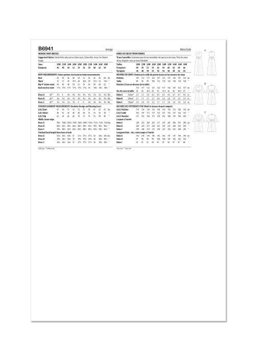 B6941 Butterick Schnittmuster Designer-Jerseykleid