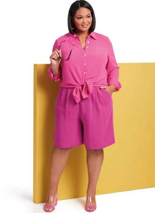 B6947 Butterick Schnittmuster Hemdbluse Shorts